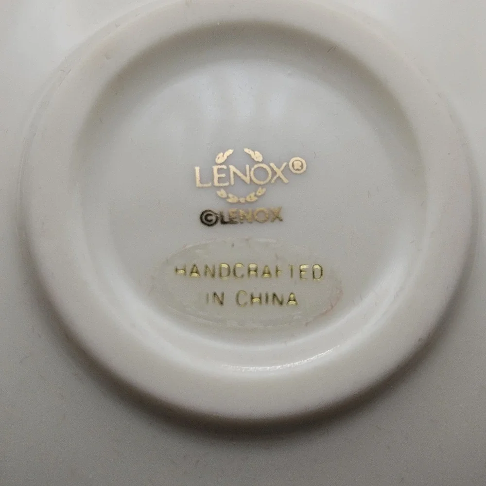 Lenox Hanging Cup & Saucer Ornament, White/Green/Red/Gold Floral Christmas